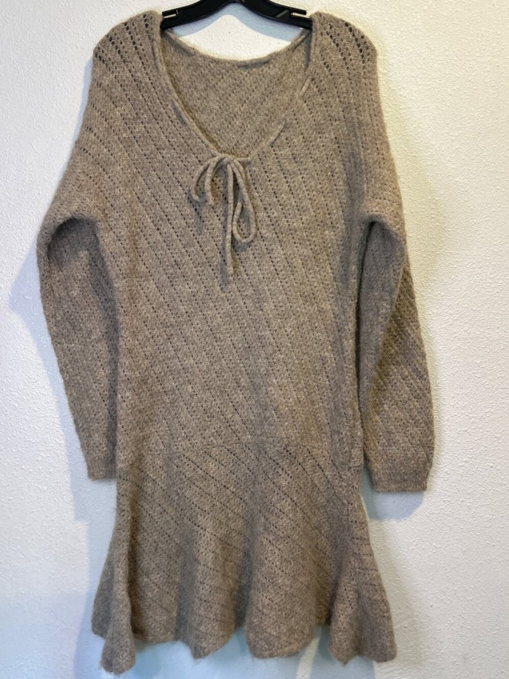 Prod X Whatever Lab Dress Chunky knit Wool Blend Oatmeal SMALL